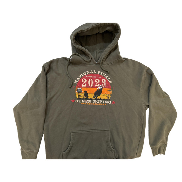 National Finals Steer Roping Hoodie Mens XL Green 2023 Mulvane Kansas Rodeo NFSR - Picture 1 of 6